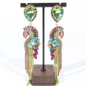 Natasha Gold-Tone and Rhinestone Toucan Earrings